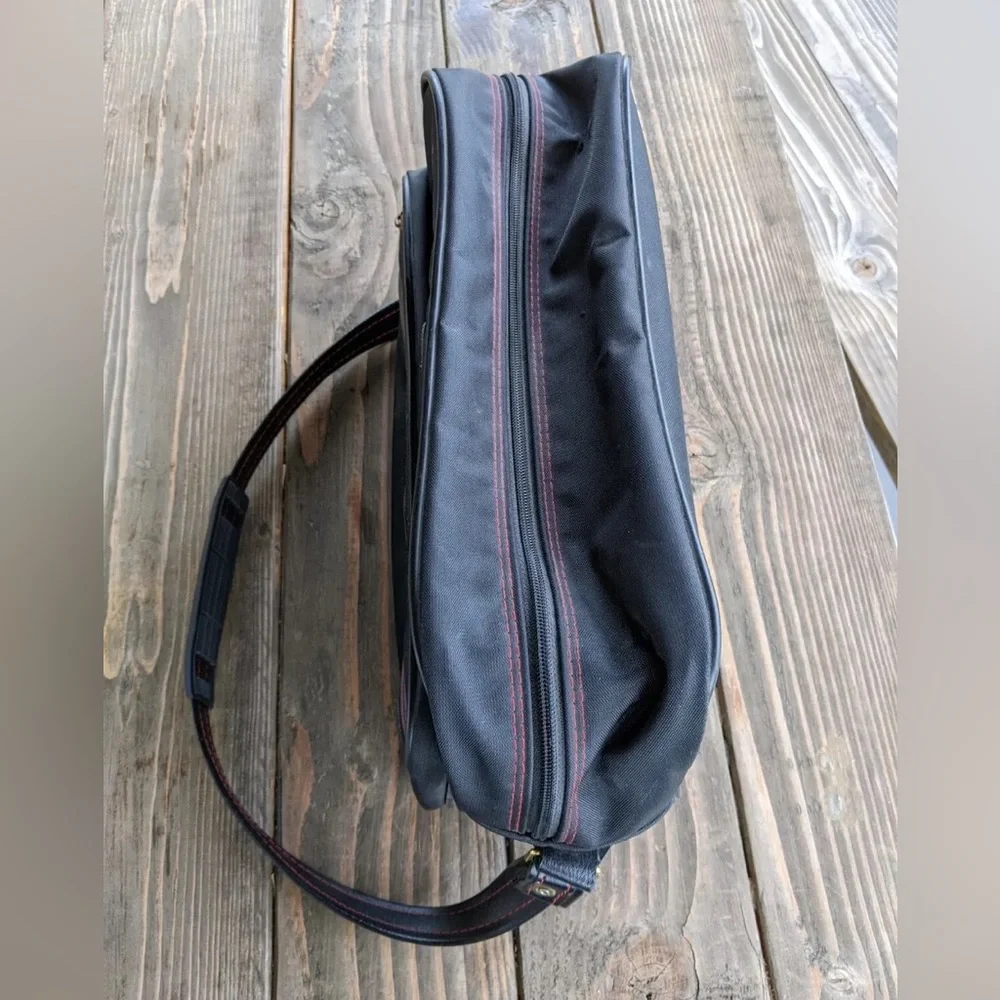 Vtg SAMSONITE Easy Going Messenger Shoulder Bag Black w/ Red Stripe